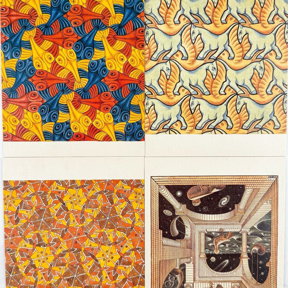 Lot of 4 Vintage Abstract Art Print Postcards 4x6 Retro MCM Art Gallery Wall